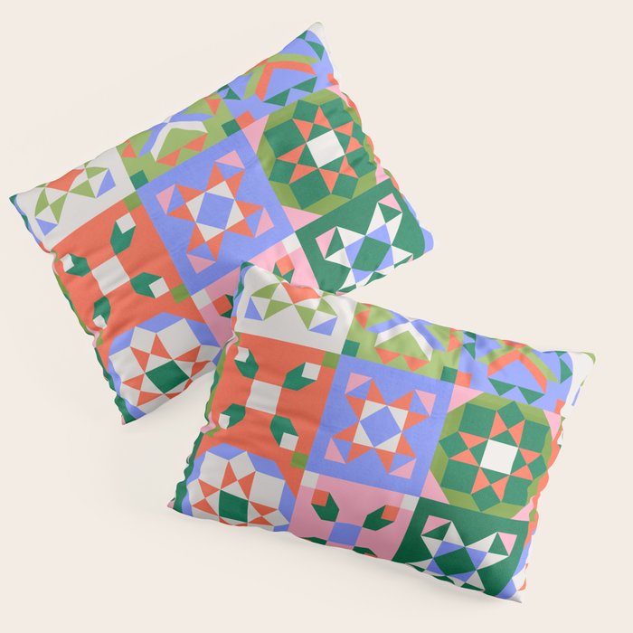 Bright Geometric Quilt Mosaic Pattern Pillow Sham Gallery Image 3