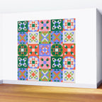 Bright Geometric Quilt Mosaic Pattern Wall Mural Gallery Image 2