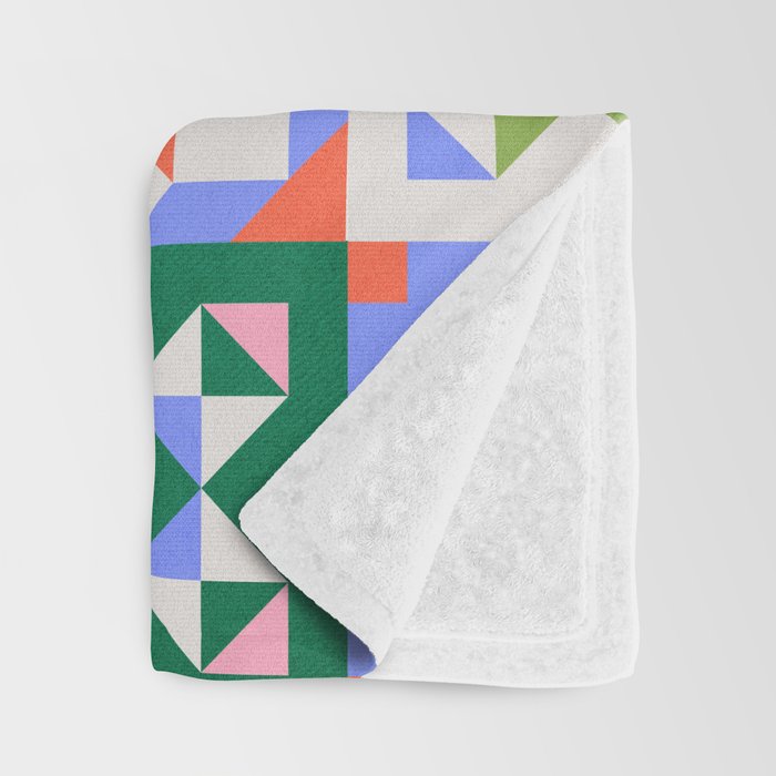 Bright Geometric Quilt Mosaic Pattern Throw Blanket Gallery Image 3