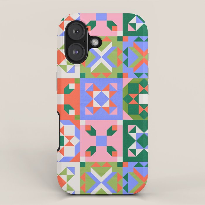 Bright Geometric Quilt Mosaic Pattern iPhone Case Gallery Image 1