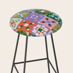 Bright Geometric Quilt Mosaic Pattern Stool Gallery Image 2