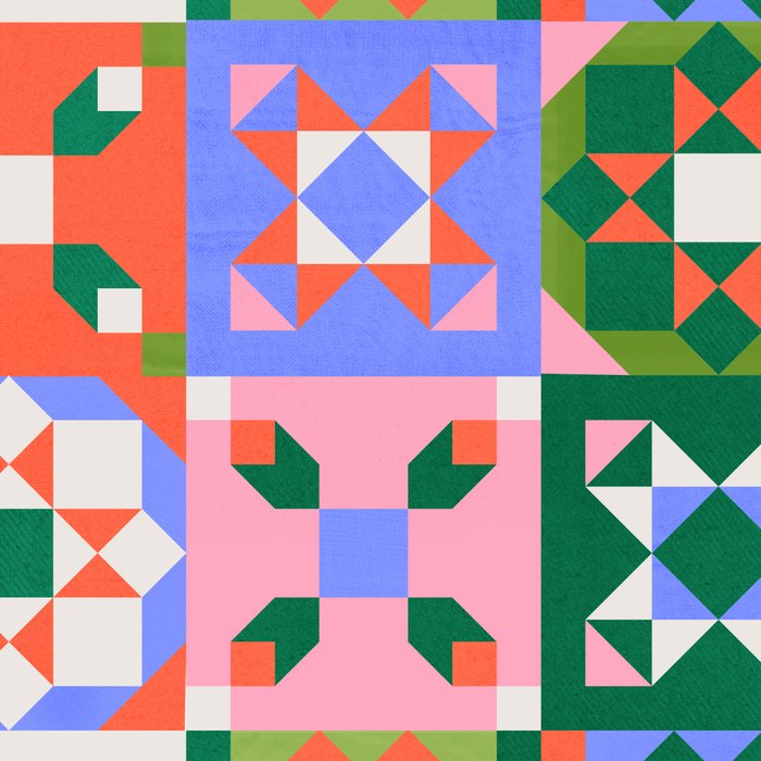 Bright Geometric Quilt Mosaic Pattern Coffee Mug Gallery Image 2