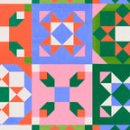 Bright Geometric Quilt Mosaic Pattern Coffee Mug Gallery Image 2