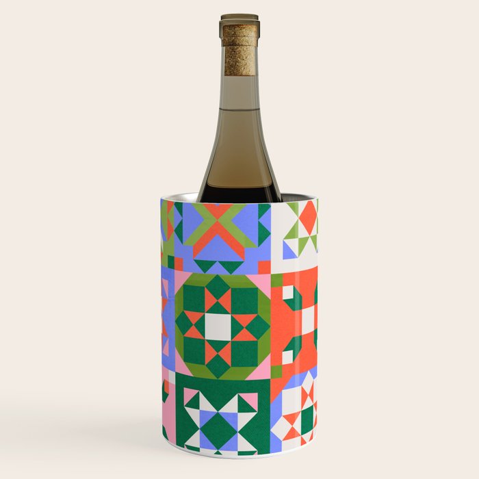 Bright Geometric Quilt Mosaic Pattern Wine Chiller Gallery Image 3
