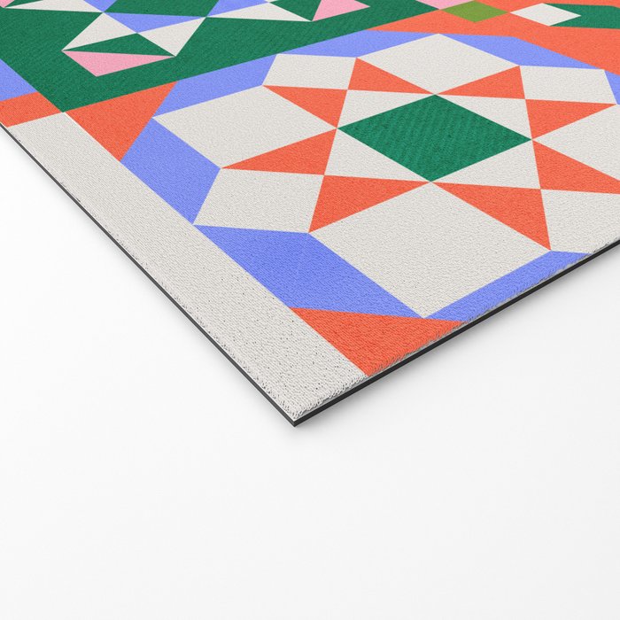 Bright Geometric Quilt Mosaic Pattern Welcome Mat Gallery Image 2