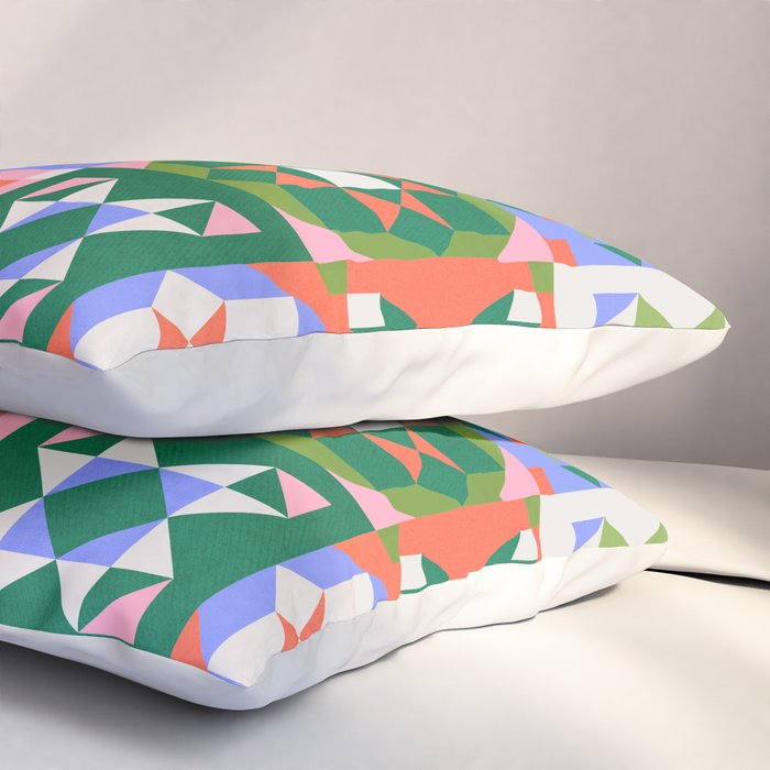 Bright Geometric Quilt Mosaic Pattern Pillow Sham Gallery Image 3