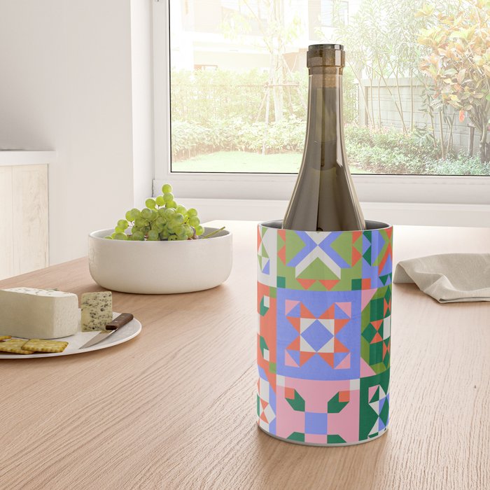 Bright Geometric Quilt Mosaic Pattern Wine Chiller Gallery Image 4