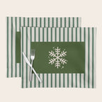 Snowflake Green Striped Placemat Gallery Image 1