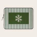 Snowflake Green Striped Laptop Sleeve Gallery Image 1