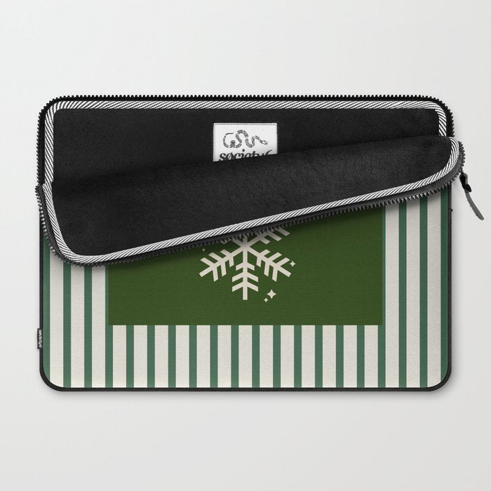 Snowflake Green Striped Laptop Sleeve Gallery Image 2