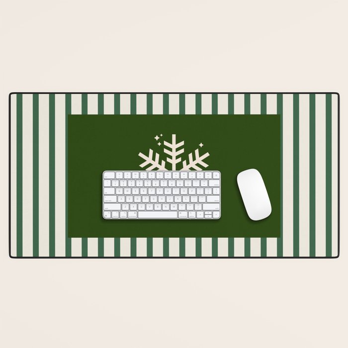 Snowflake Green Striped Desk Mat Gallery Image 1