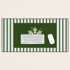 Snowflake Green Striped Desk Mat Gallery Image 1