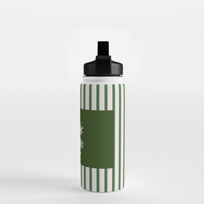 Snowflake Green Striped Water Bottle Gallery Image 2