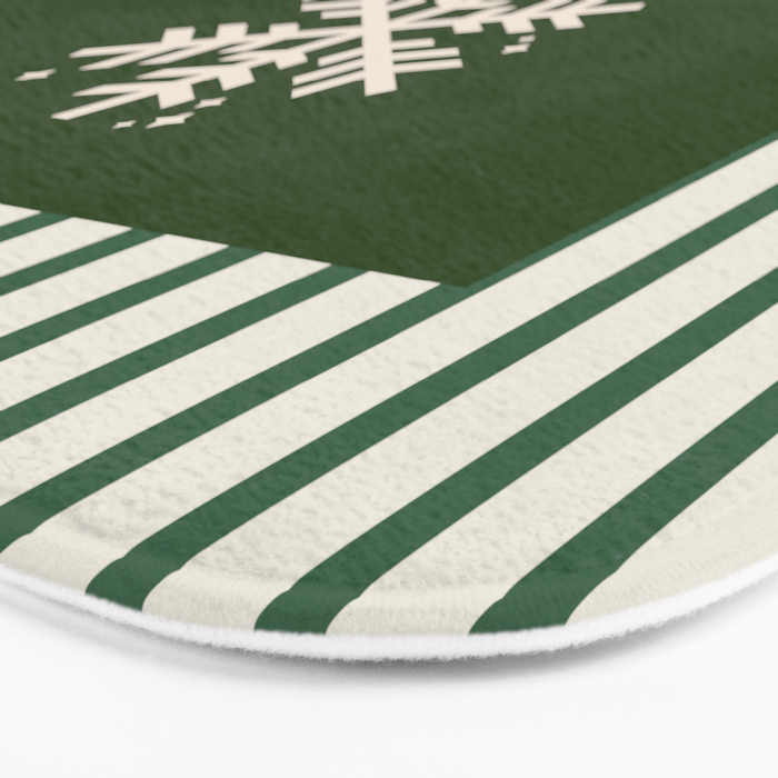 Snowflake Green Striped Bath Mat Gallery Image 3