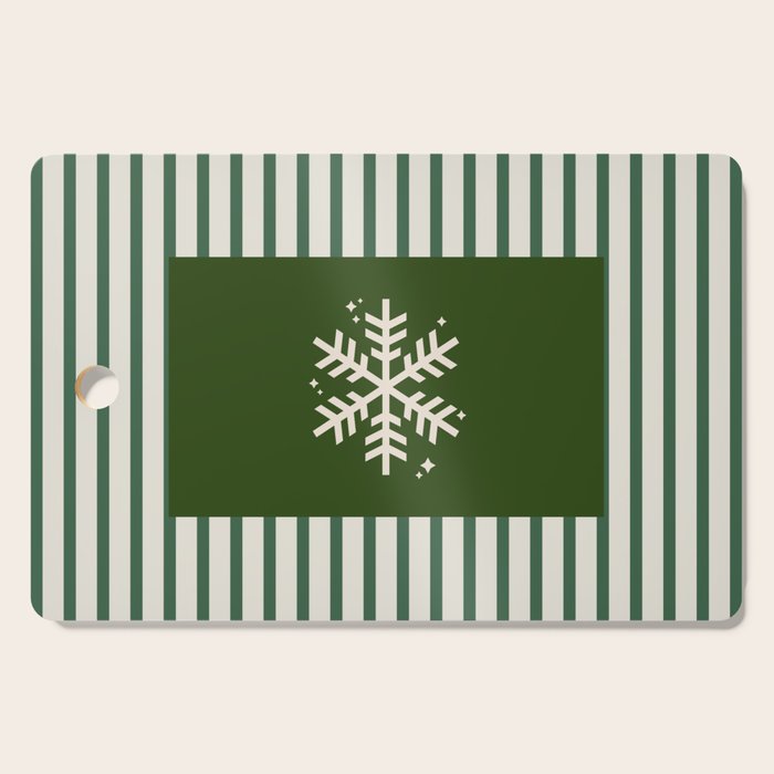 Snowflake Green Striped Cutting Board Gallery Image 1