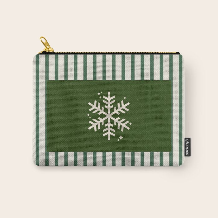 Snowflake Green Striped Carry All Pouch Gallery Image 1