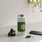 Snowflake Green Striped Water Bottle Gallery Image 4