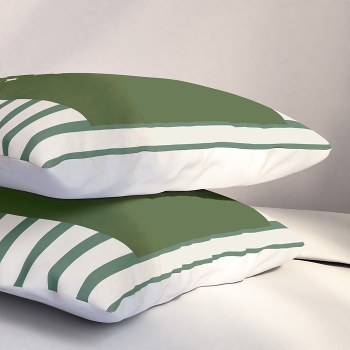 Snowflake Green Striped Pillow Sham Gallery Image 3