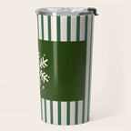 Snowflake Green Striped Travel Mug Gallery Image 2