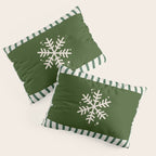 Snowflake Green Striped Pillow Sham Gallery Image 3