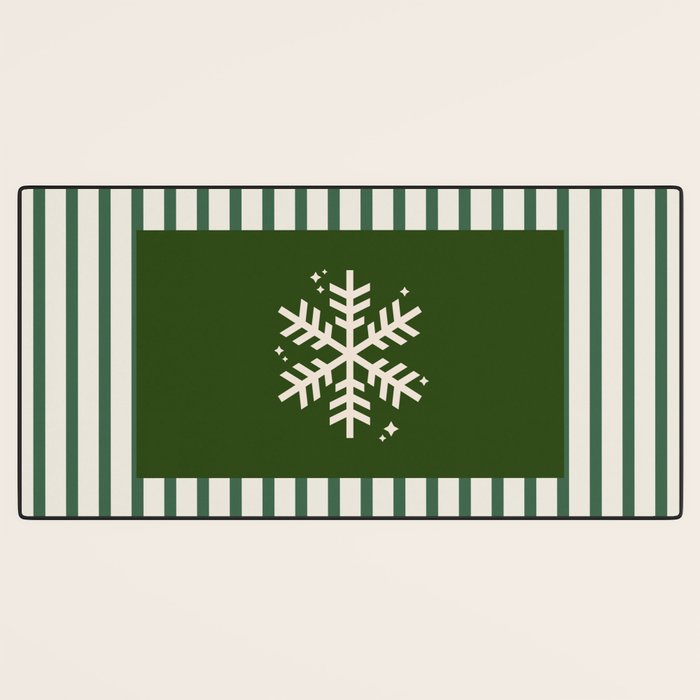 Snowflake Green Striped Desk Mat Gallery Image 3