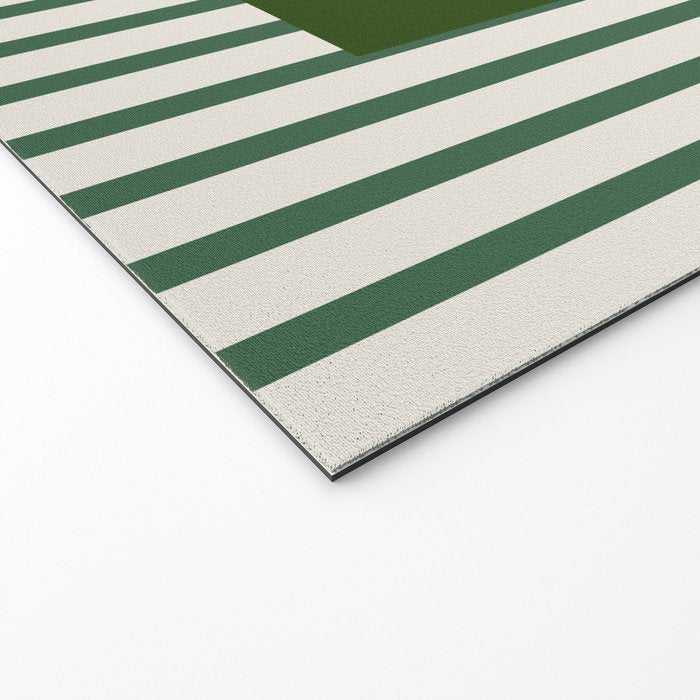 Snowflake Green Striped Welcome Mat Gallery Image 2
