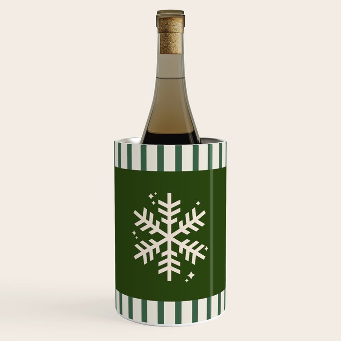 Snowflake Green Striped Wine Chiller Gallery Image 1