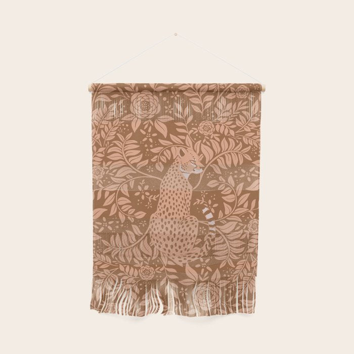 Summer Cheetah Floral Pattern - Fawn Brown Wall Hanging Gallery Image 1