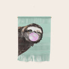 Bubble Gum Sneaky Sloth in Green Wall Hanging Gallery Image 1