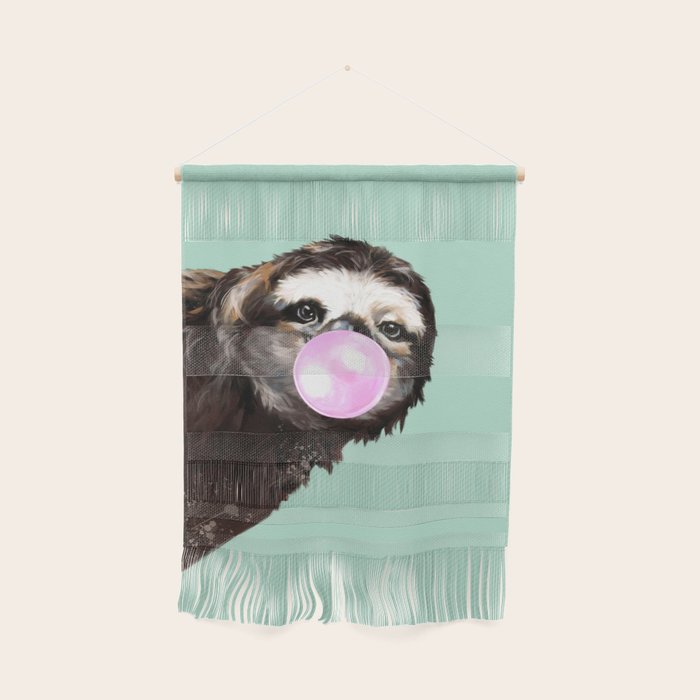 Bubble Gum Sneaky Sloth in Green Wall Hanging Gallery Image 1