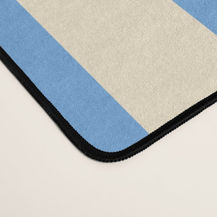 Retro Coastal Blue and White Stripes Desk Mat Gallery Image 4