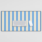 Retro Coastal Blue and White Stripes Desk Mat Gallery Image 1