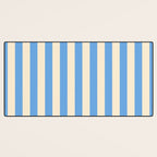 Retro Coastal Blue and White Stripes Desk Mat Gallery Image 3