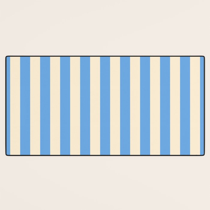 Retro Coastal Blue and White Stripes Desk Mat Gallery Image 3