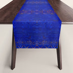 -A5- Royal Calm Blue Bohemian Moroccan Artwork. Table Runner Gallery Image 1