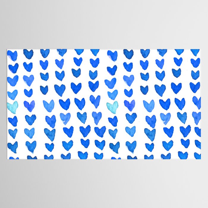 Brush stroke hearts - blue Tablecloth Gallery Image 2
