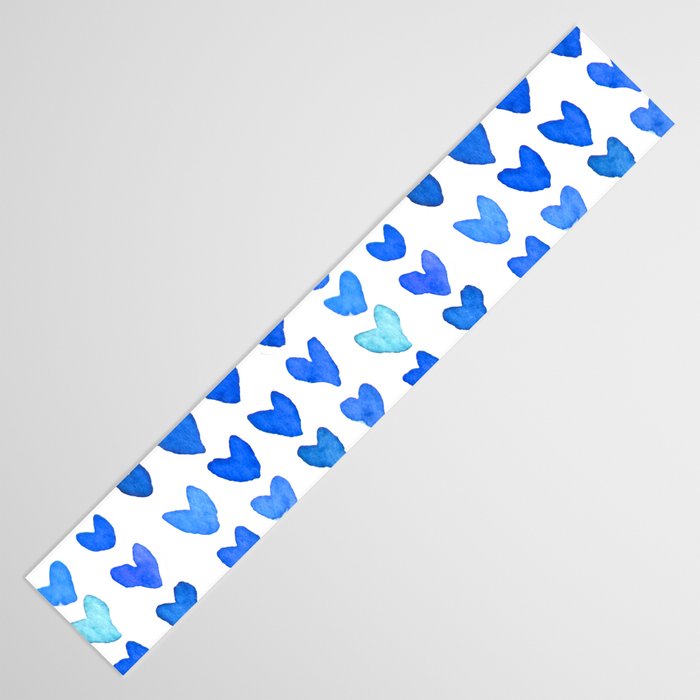 Brush stroke hearts - blue Table Runner Gallery Image 3