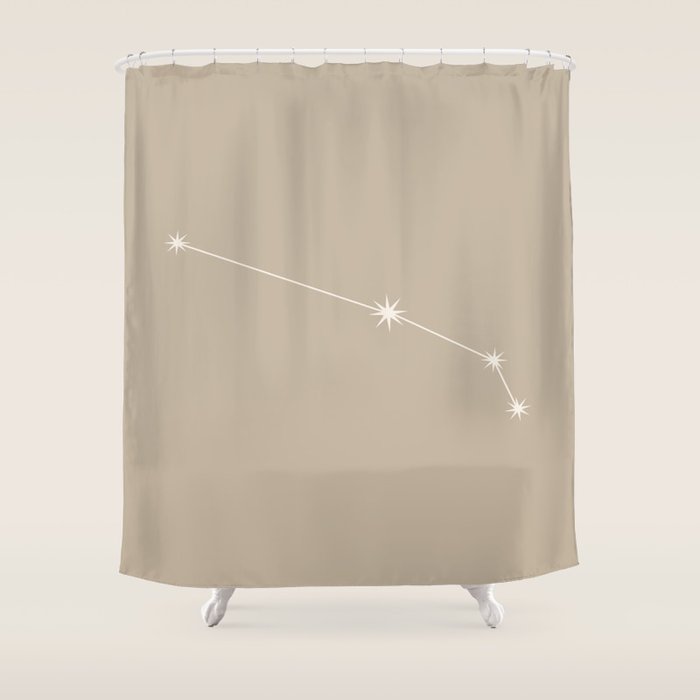 Aries Zodiac Star Constellation Line Art Beige Shower Curtain Gallery Image 1