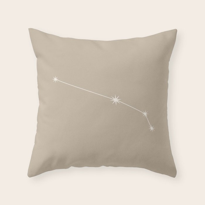 Aries Zodiac Star Constellation Line Art Beige Throw Pillow Gallery Image 6