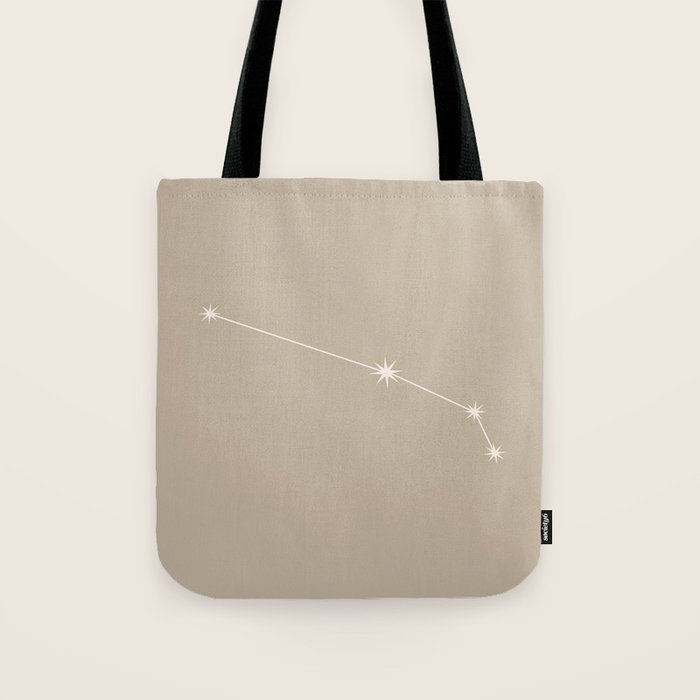 Aries Zodiac Star Constellation Line Art Beige Tote Bag Gallery Image 1
