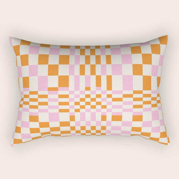 Happy Colorful Checkered Pattern  Rectangular Pillow Gallery Image 2