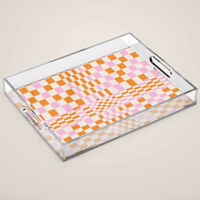 Happy Colorful Checkered Pattern  Acrylic Tray Gallery Image 1