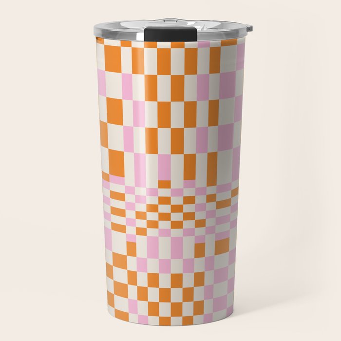 Happy Colorful Checkered Pattern  Travel Mug Gallery Image 1