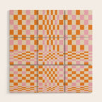 Happy Colorful Checkered Pattern  Wood Wall Art Gallery Image 1