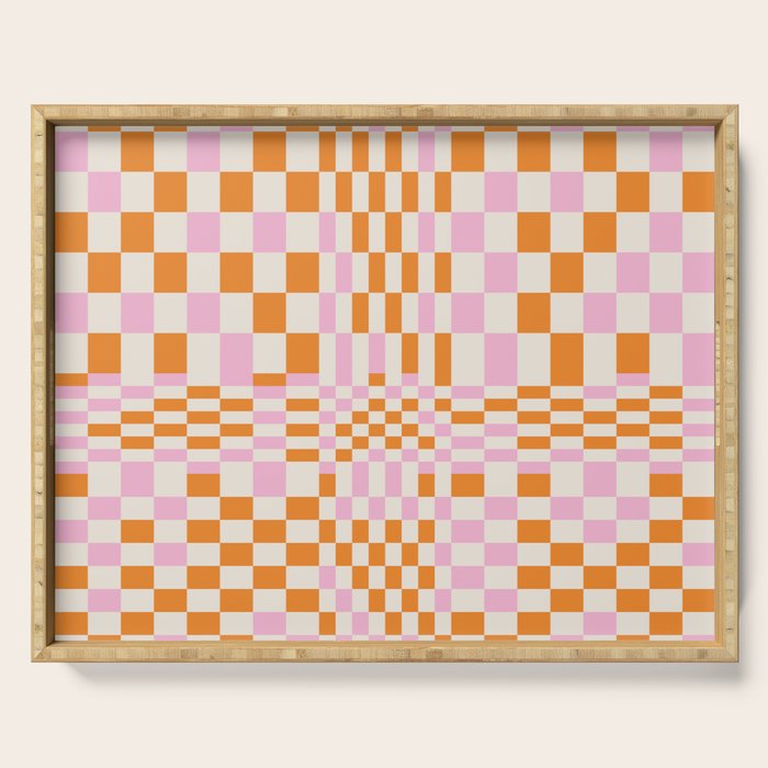 Happy Colorful Checkered Pattern  Serving Tray Gallery Image 1