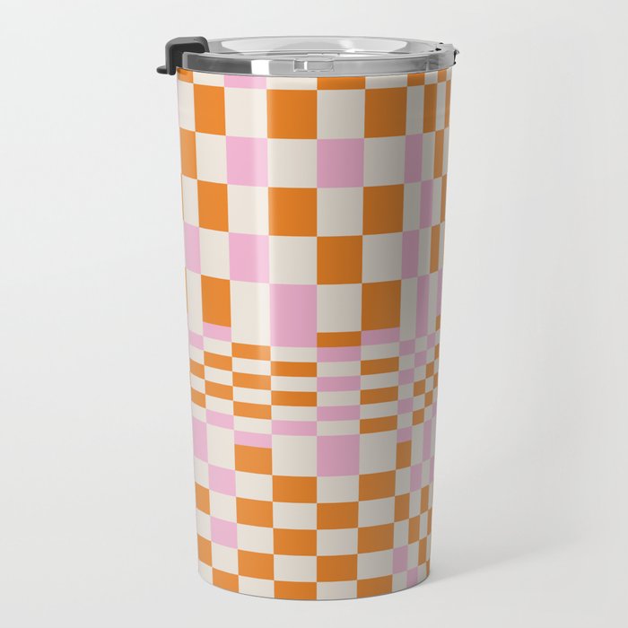 Happy Colorful Checkered Pattern  Travel Mug Gallery Image 3