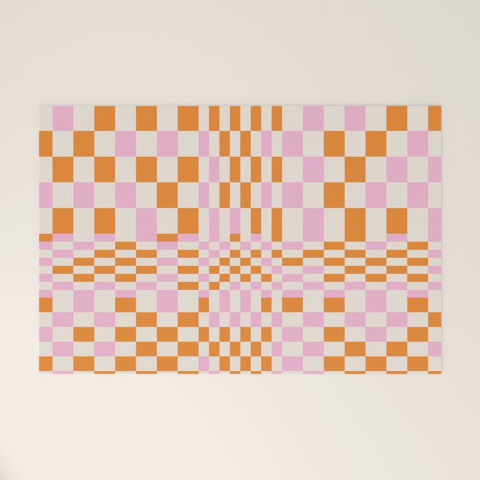 Happy Colorful Checkered Pattern  Welcome Mat Gallery Image 1