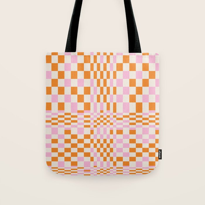 Happy Colorful Checkered Pattern  Tote Bag Gallery Image 1