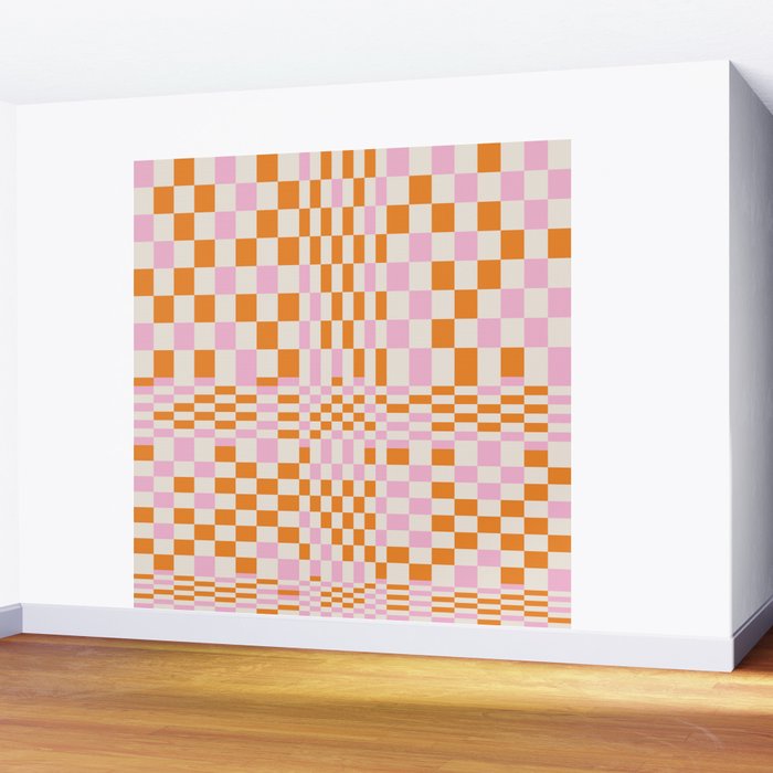 Happy Colorful Checkered Pattern  Wall Mural Gallery Image 2