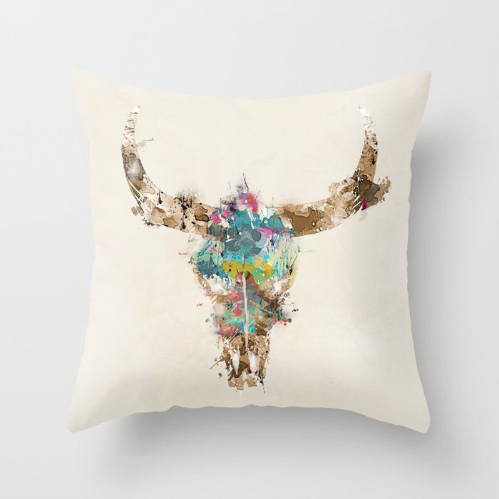 Cow Skull Throw Pillow Gallery Image 6
